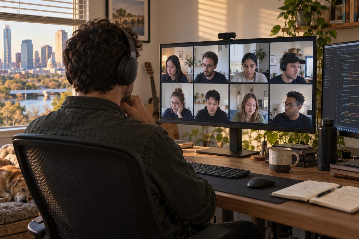Vebex engineers on their daily standup call