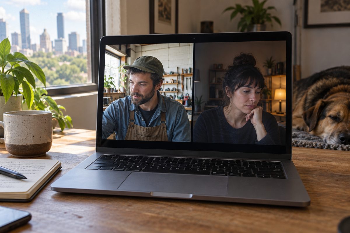 Two colleagues in different places meet on one Vebex call