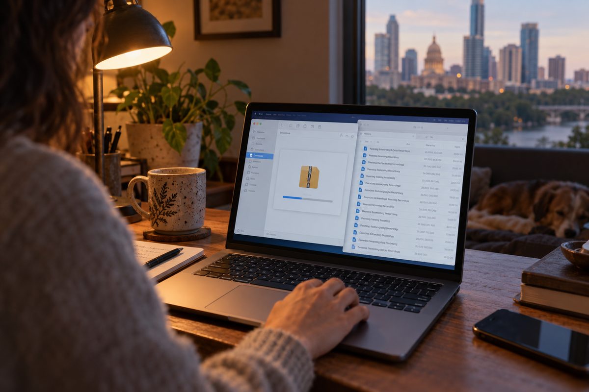 An exported archive of account data opened on a laptop
