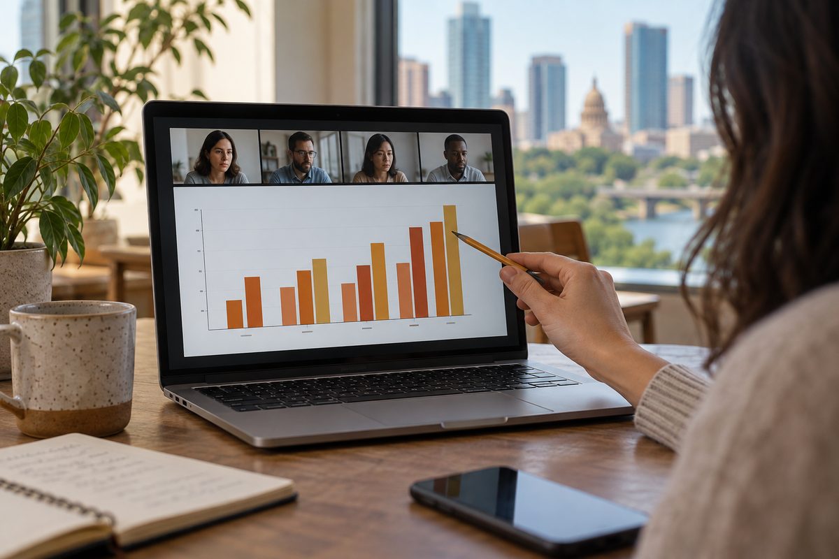 A presenter shares a chart with participants during a Vebex call